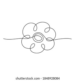 Continuous line drawing. Simple flower. Black isolated on white background. Hand drawn vector illustration. 