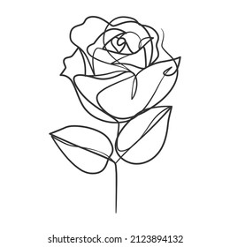 Kontinuierliche Zeichnung der einfachen Blumengrafik. Abstrakte Blume in einer Linie Kunstzeichnung