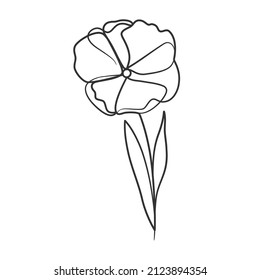 Continuous line drawing of simple flower illustration. Abstract flower in one line art drawing