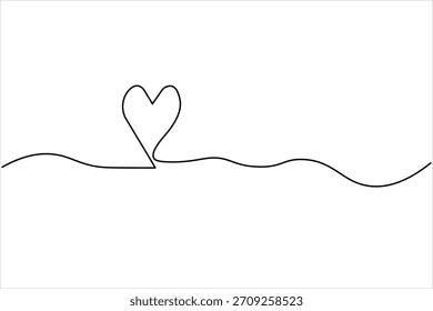 Dibujo de línea continua de una forma de corazón simple sobre fondo blanco. ilustración
