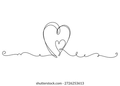 Dibujo de línea continua de iconos simples del corazón. Diseño de arte de línea de corazón minimalista dibujado a mano. Abstractas concepto de amor romántico doodle para tarjeta de San Valentín, invitación de boda, Anuncio de Web e impresión. Vector