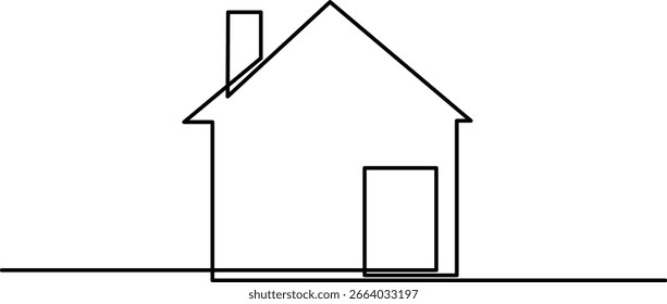 Continuous Line Drawing of a Simple House