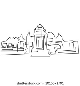 continuous line drawing of simple modern construction vector illustration