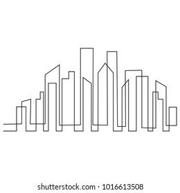 continuous line drawing of simple modern construction vector illustration