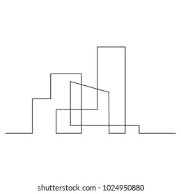 continuous line drawing of simple modern construction vector illustration