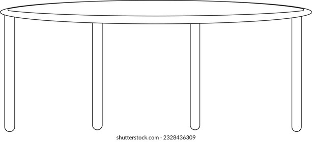 continuous line drawing of simple round table,Hand-drawn collection of various round coffee tables. Linear drawing. Isolated vector objects on white background. Clipart.
