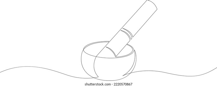 Continuous line drawing of singing bowl. Vector illustration.