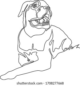 Continuous line drawing. Single one line drawing of dog. Cane Corso dog. 