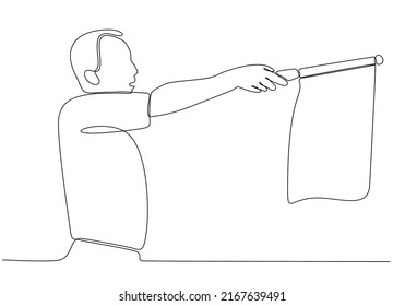 
Continuous Line Drawing or Single Line Drawing Referee giving cards to player vector illustration