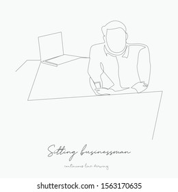 continuous line drawing. sitting businessman with tablet. simple vector illustration. sitting businessman with tablet concept hand drawing sketch line.