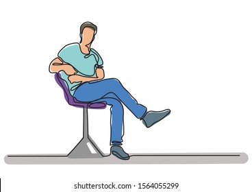 continuous line drawing of sitting man