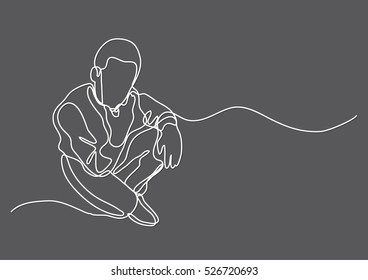 continuous line drawing of sitting man