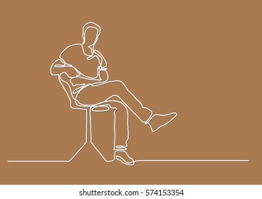 continuous line drawing of sitting man