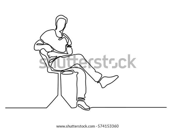 Continuous Line Drawing Sitting Man Stock Vector (Royalty Free) 574153360