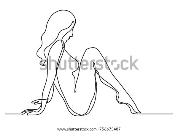 裸の座った女性の連続線画 のベクター画像素材 ロイヤリティフリー 裸の座った女性の連続線画 のベクター画像素材 ロイヤリティフリー