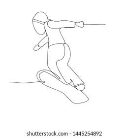 continuous line drawing of skateboarder. isolated sketch drawing of skateboarder line concept. outline thin stroke vector illustration