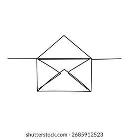 continuous line drawing sketch envelope mail illustration icon