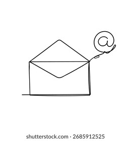 continuous line drawing sketch envelope mail illustration icon