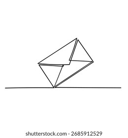 continuous line drawing sketch envelope mail illustration icon
