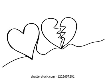 continuous line drawing sketch of heart shape vector eps.10