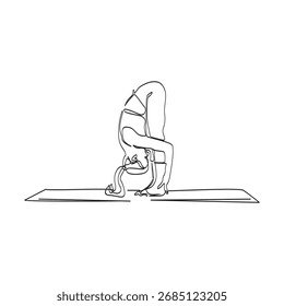Continuous Line Drawing of a sketch of a woman practicing a ragdoll yoga pose