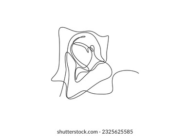  continuous line drawing of sleeping woman vector illustration