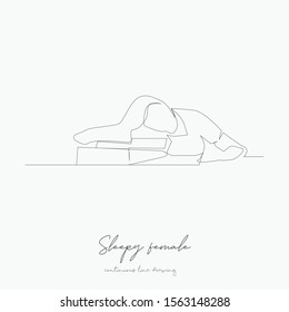 continuous line drawing. sleepy female. simple vector illustration. sleepy female concept hand drawing sketch line.