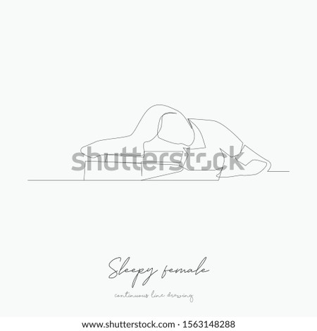 continuous line drawing. sleepy female. simple vector illustration. sleepy female concept hand drawing sketch line.