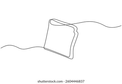 Continuous line drawing of a slice of bread. Minimalist design for bakery, Fresh breads one line  continuous drawing. baguette continuous one line illustration.