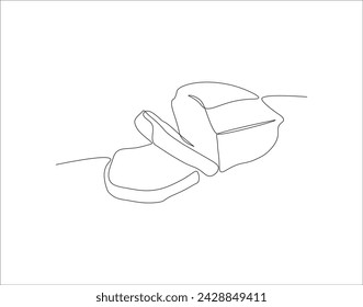 Continuous Line Drawing Of Slice Of Cake. One Line Of Slice Cake. Cake Continuous Line Art. Editable Outline.

