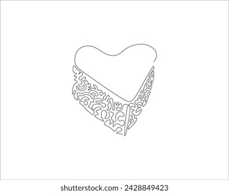 Continuous Line Drawing Of Slice Of Cake. One Line Of Slice Cake. Cake Continuous Line Art. Editable Outline.

