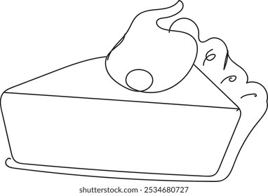 Continuous line drawing of a slice of pumpkin pie, Thanksgiving vector, line art