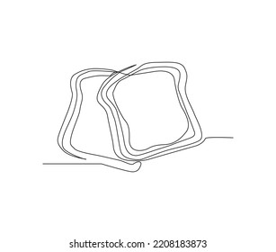 Continuous line drawing of Slice of White Bread vector illustration. White Bread single line art hand drawn minimalism style.
