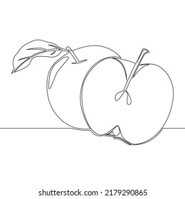 Concepto de ilustración vectorial del icono de manzanas sanas y de dibujo de líneas continuas