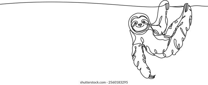 continuous line drawing of a sloth, line art vector illustration