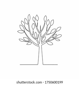 Continuous Line Drawing Tree On White Stock Vector (Royalty Free ...