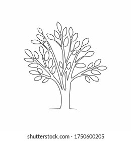 Continuous line drawing of small tree. Collection of tree illustrations in one line style. Can be used to describe any natural topic or healthy lifestyle.