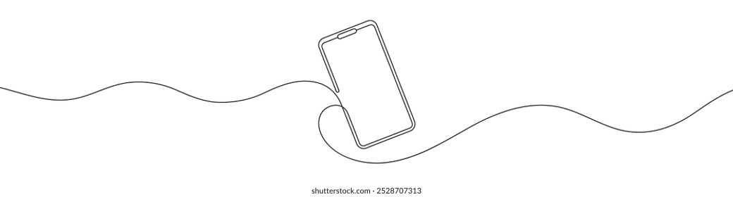 Dibujo de línea continuo de smartphone. Teléfono móvil, concepto de teléfono móvil. Un dibujo de línea. Ilustración vectorial de arte de una sola línea.