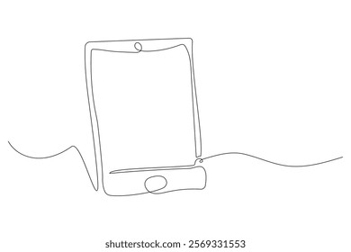 Continuous line drawing of a smartphone resting on a flat surface