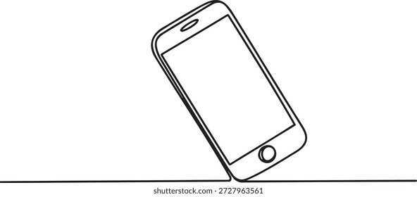 Dibujo de línea continuo de smartphone. Arte de una sola línea de gadget de teléfono móvil moderno. Ilustración vectorial minimalista de dispositivos electrónicos. Concepto de comunicación y tecnología para el Anuncio de Web, diseño App, impresión y diseño.