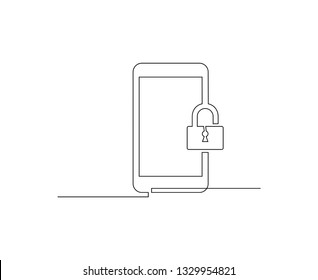 continuous line drawing of smartphone vector