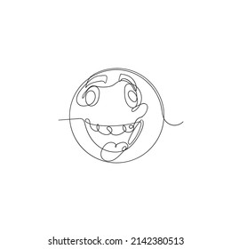 continuous line drawing smile emoticon face illustration vector