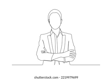 Dibujo continuo de una mujer de negocios rubia sonriente