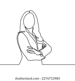 Continuous line drawing of smiling blonde business woman