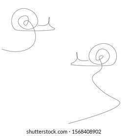  Continuous line drawing snail, vector illustration