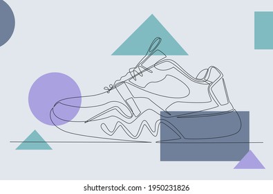 continuous line drawing of a sneaker