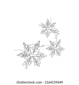 continuous line drawing snowflakes illustration vector