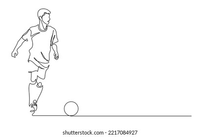 continuous line drawing of soccer football player shooting a freekick vector illustration minimalism concept