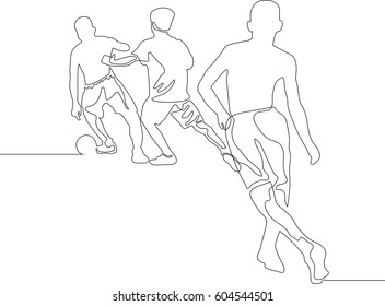 continuous line drawing of soccer player running