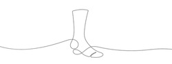 Continuous Line Drawing Of Socks. Socks One Line Icon. One Line Drawing Background. Vector Illustration. Socks Black Icon